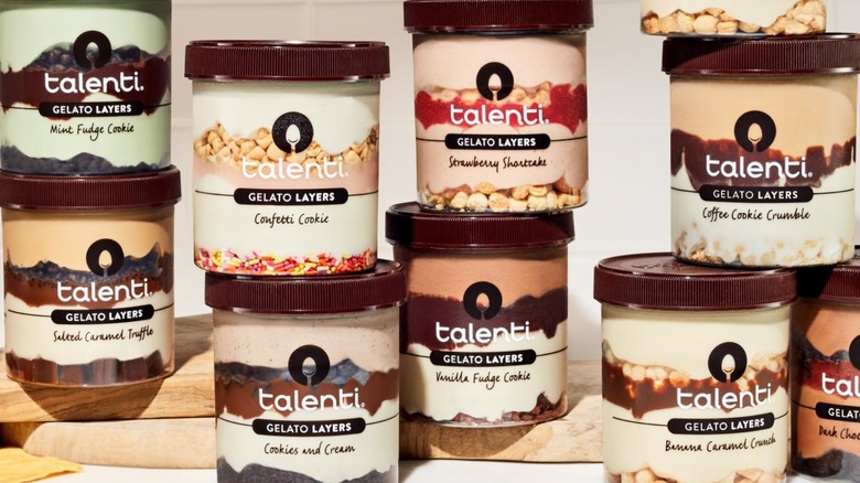 Assorted Talenti gelato flavors in pints