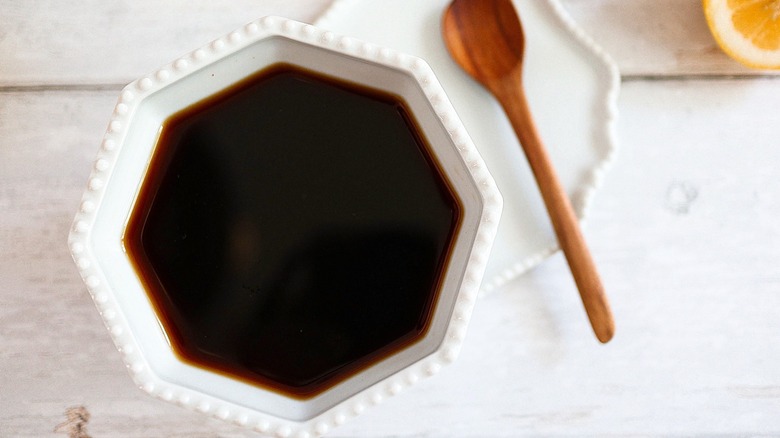 ponzu sauce in white bowl