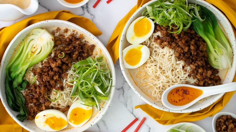 ramen with meat egg vegetables