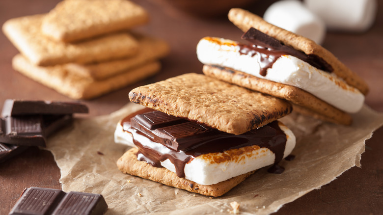 S'mores with melted chocolate