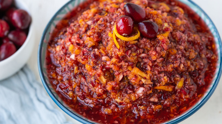 cranberry-orange relish in bowl