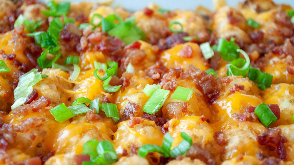 tater tot casserole in dish