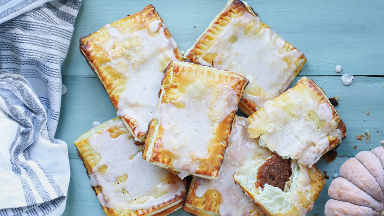 Homemade pop tarts with white icing