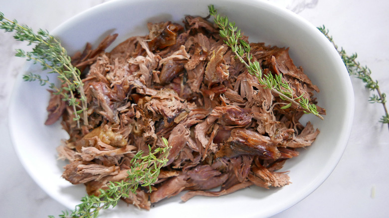 shredded leg of lamb meat