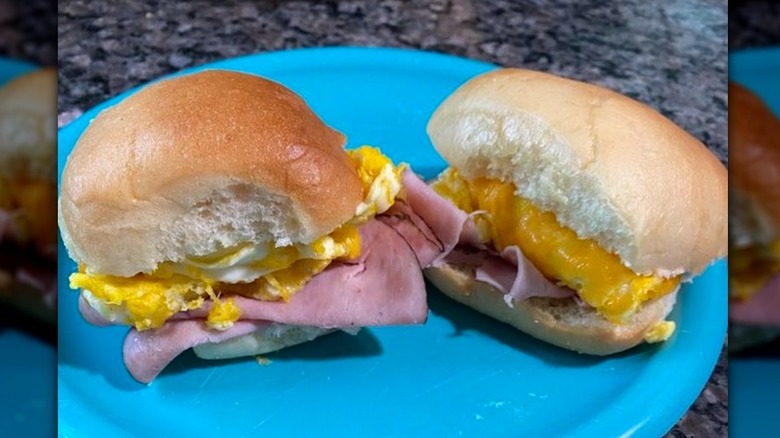 Texas Roadhouse leftover rolls breakfast sandwich
