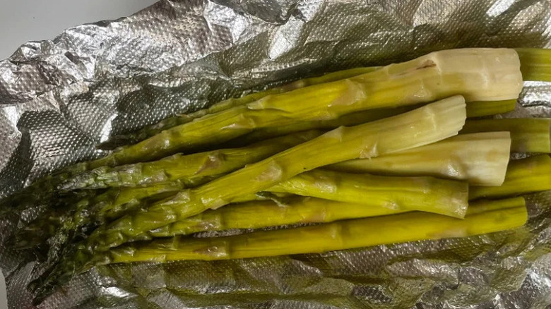 Texas Roadhouse asparagus in tin foil