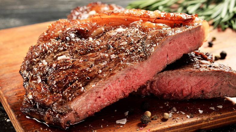 Closeup of a New York strip
