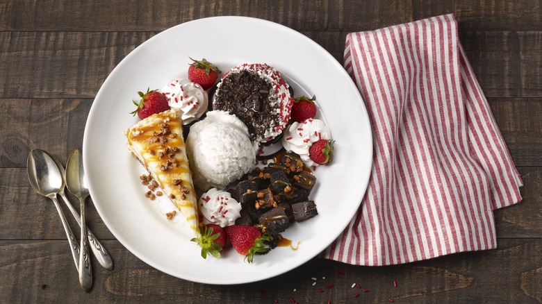 Desserts on a white plate