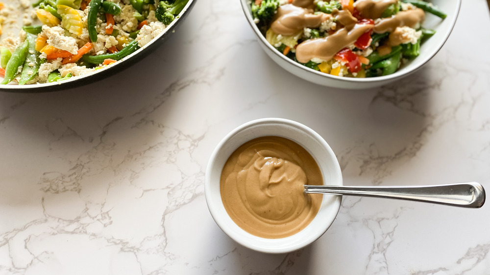 Thai peanut sauce in bowl