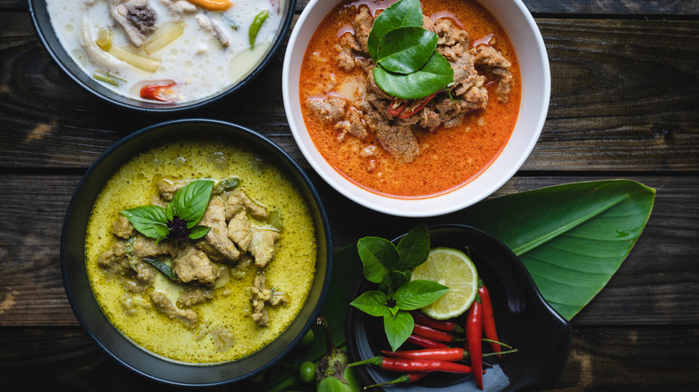 Thai red curry and Thai green curry