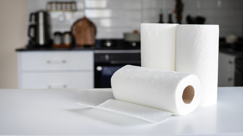 Paper towels on counter