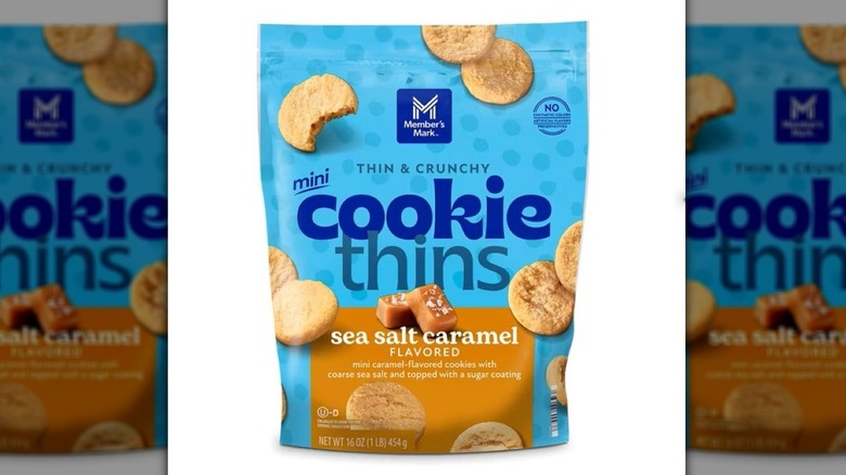 Bag of Member's Mark sea salt caramel cookie thins