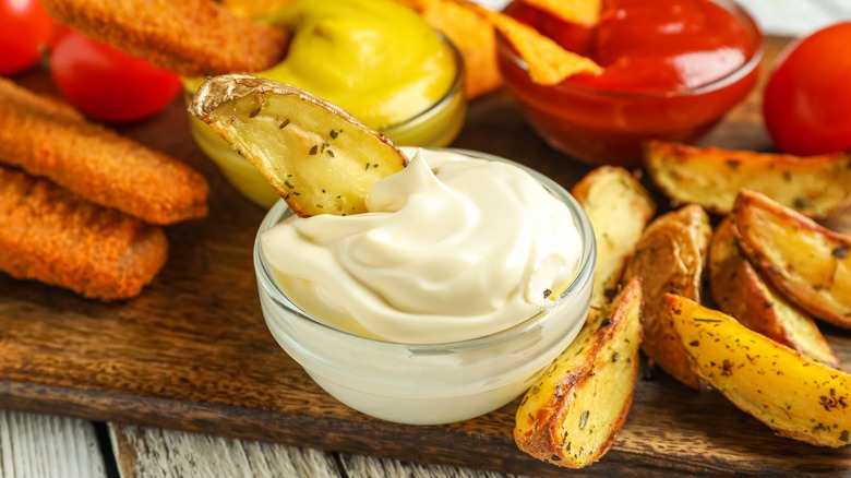 potato wedges dipped in mayo