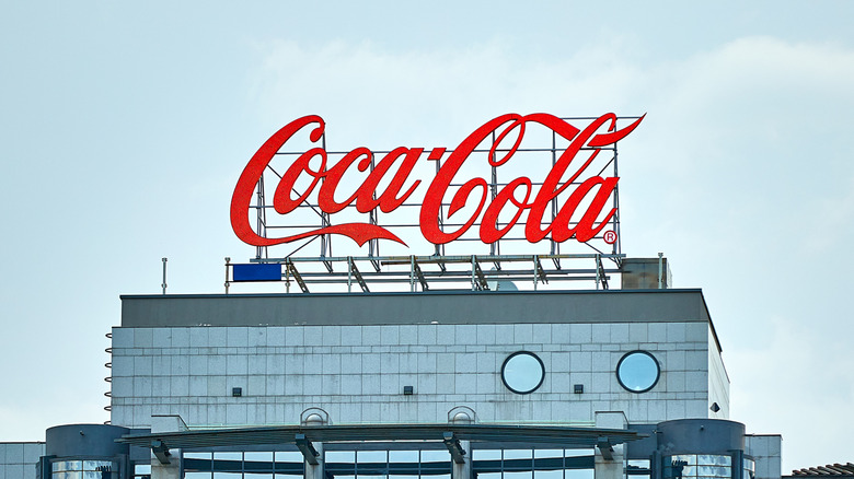 sign at top of Coca-Cola building