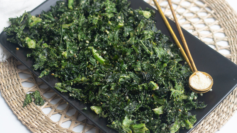 Dressed kale salad on plate