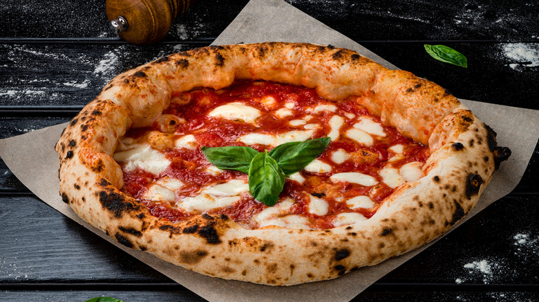 Neapolitan pizza on counter