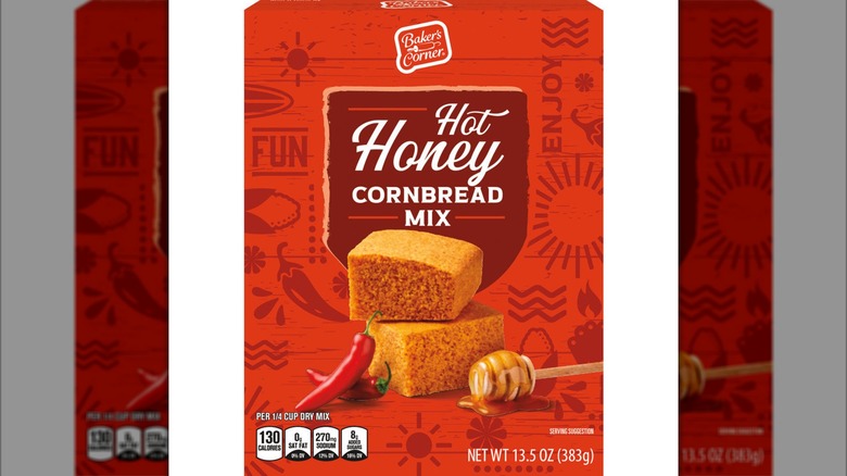 Box of hot honey flavored cornbread mix.