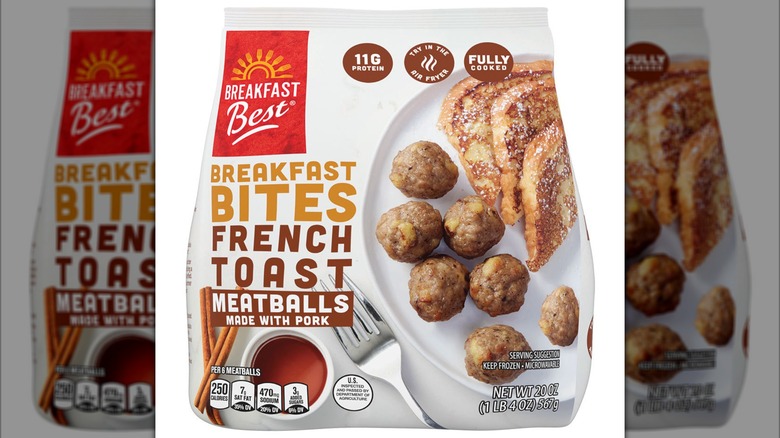 Bag of pork sausage meatballs flavored like French toast.