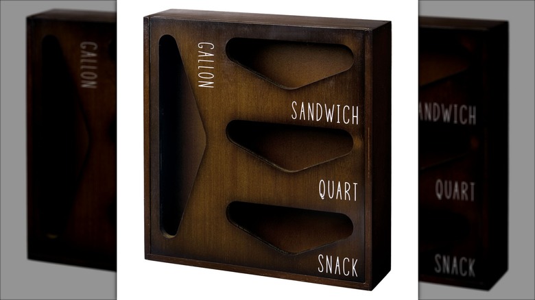Square-shaped bamboo organizer for bags and wraps.