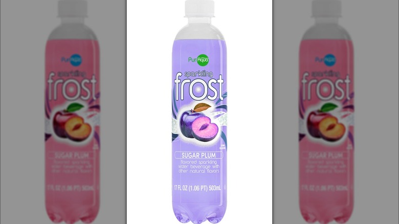 Bottle of sugar plum flavored sparkling beverage.