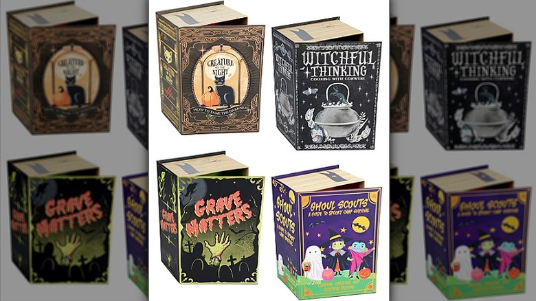 Four different Halloween book-shaped gift boxes from Dollar Tree
