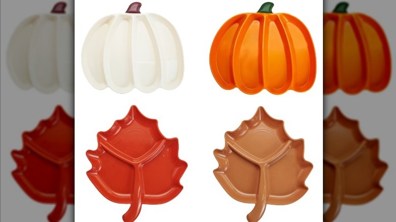 Pumpkin and leaf shaped snack trays