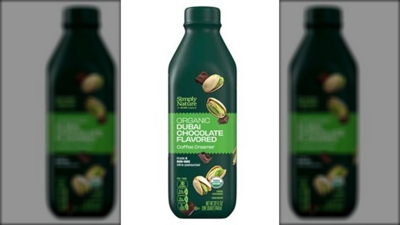 Bottle of Dubai chocolate-flavored coffee creamer.