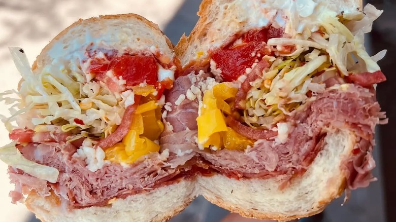 close up of Italian sandwich side by side