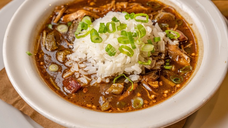 A bowl of Cajun gumbo at Cochon restaurant