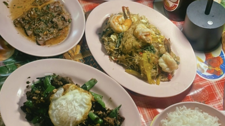 dishes on table at Holy Basil
