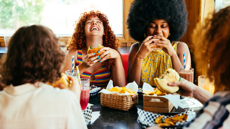 group of diners at a restaurant