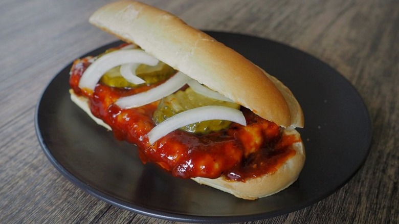 Copycat McDonald's McRib on plate