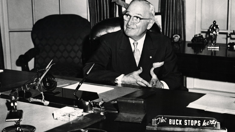 President Harry Truman at his desk