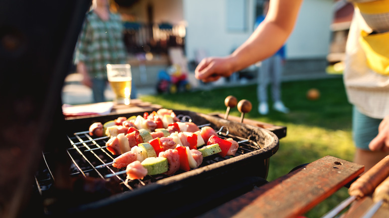 kebabs on an outdoor grill