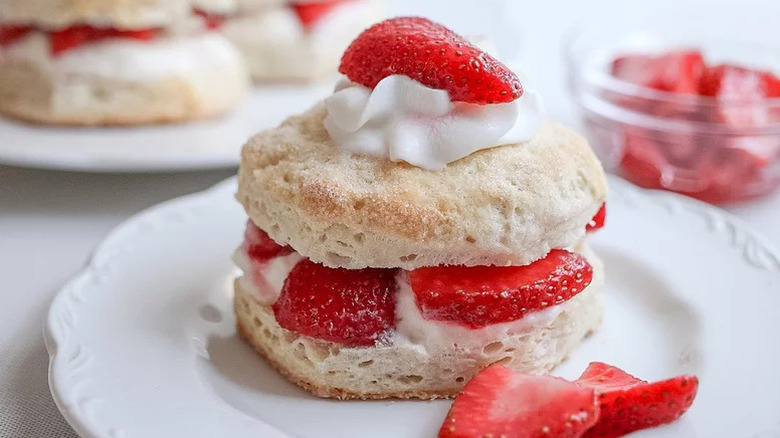 plate with homemade strawberry shortcake