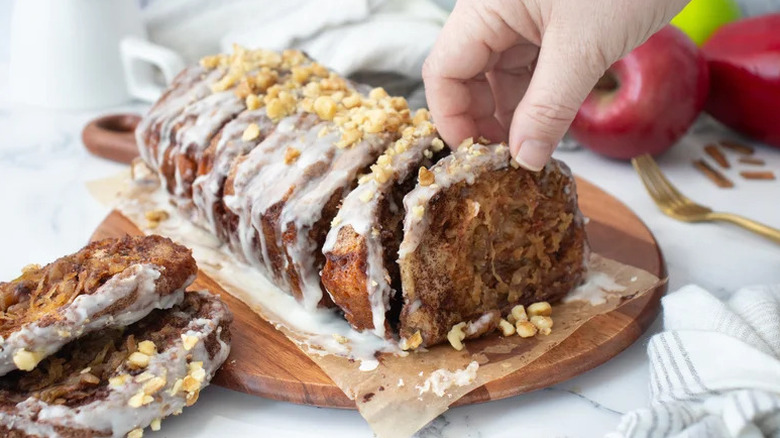 apple pull apart bread on board