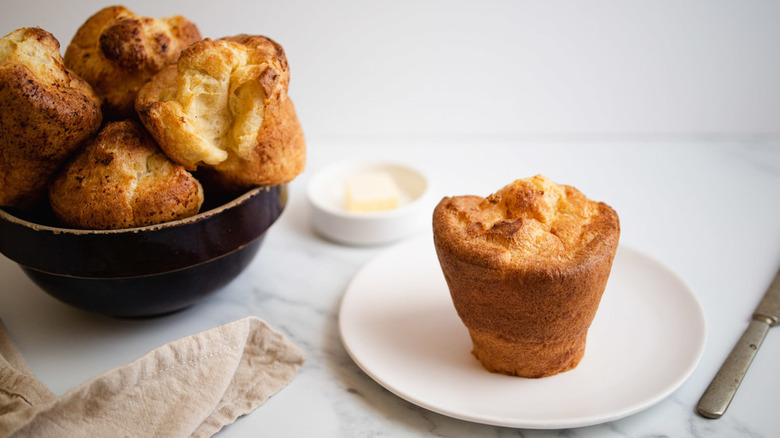 bowl of yorkshire pudding as well as one on a plate