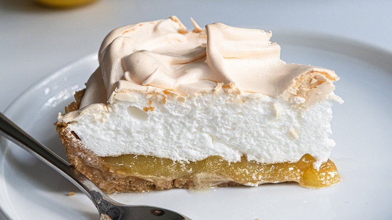 Lemon meringue pie on plate