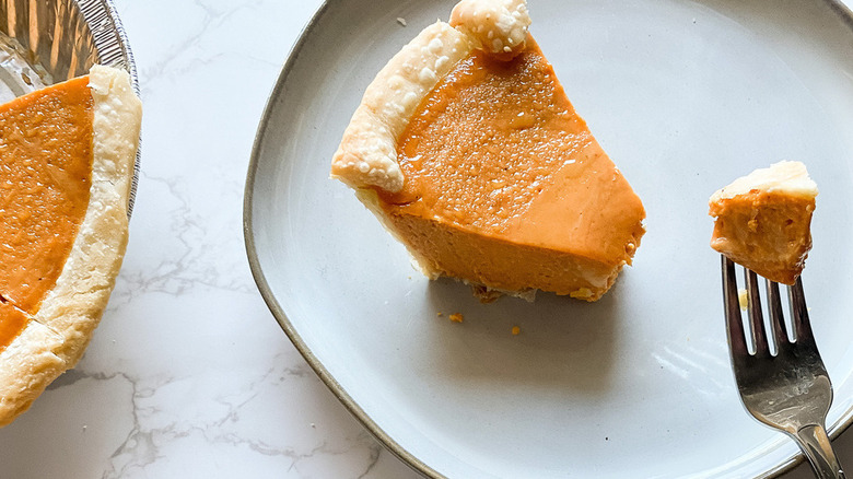 Slice of pumpkin pie