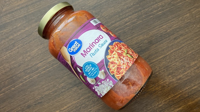 Jar of Great Value marinara sauce