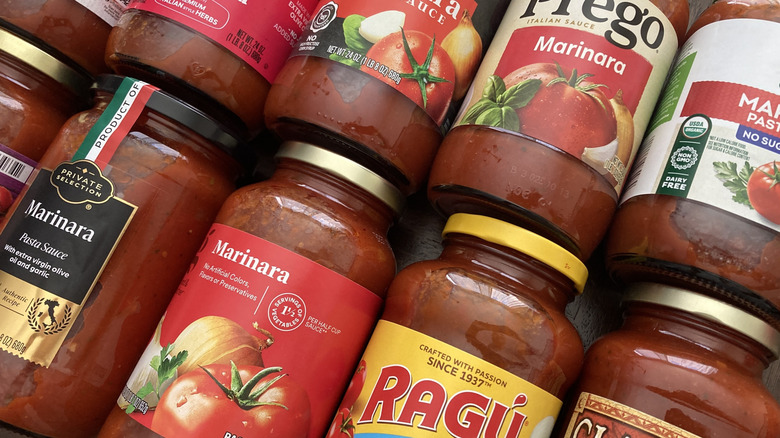 Jars of store bought marinara sauce