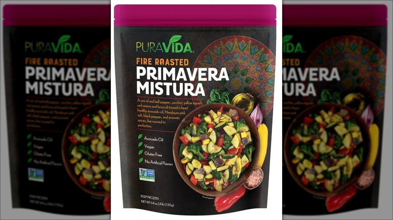 A bag of pre-seasoned frozen vegetables.