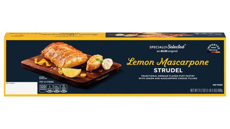Package of Aldi's lemon mascarpone strudel
