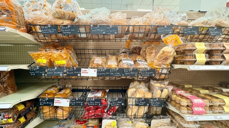 Bakery section with bread and baked goods inside a Target store.