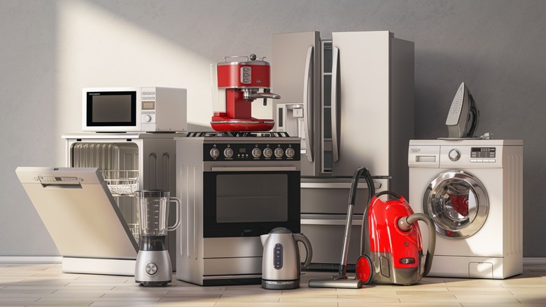 Assorted kitchen and cleaning appliances