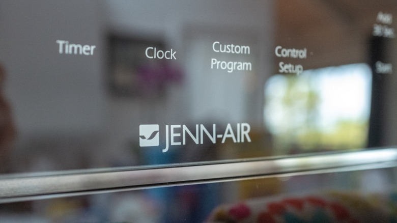 Jenn-Air logo on oven
