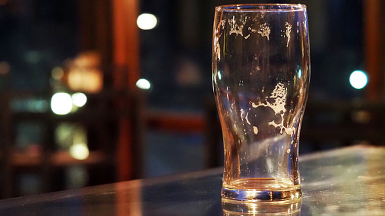 an empty beer glass