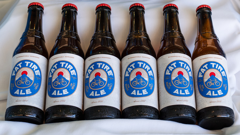 six bottles of fat tire ale
