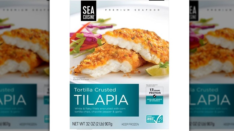 Box of Sea Cuisine's frozen Tortilla Crusted Tilapia
