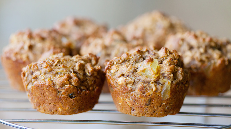 morning glory muffins on cooling rack